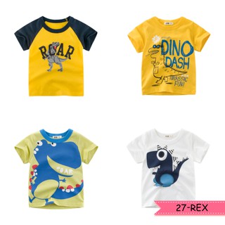 New Korean Style Kids Clothing Boys Girls Fashion Tops Cartoon Various Dinosaur Printed Short Sleeve Cotton T Shirts