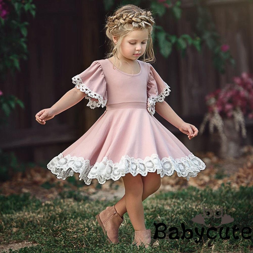 ✪B-BFshion Casual Kids Baby Girl Dress Lace Floral Party Dress Pageant