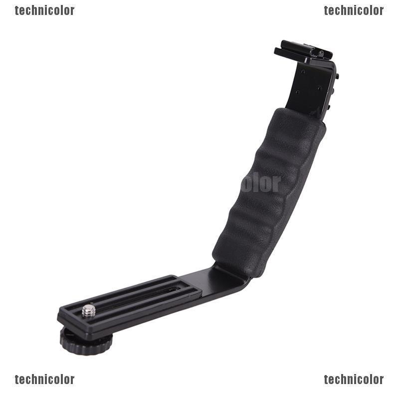 TCSG Flash Camera Grip L Bracket Holder With 2 Standard Side Hot Shoe Mount New