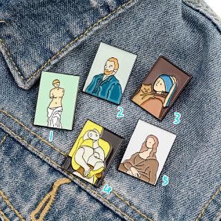 【RX】High-grade enamel Mona Lisa Van Gogh oil painting brooch brooches wholesale