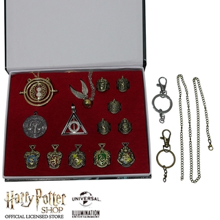 Harry Potter Series Universal Studios 11 Boxed Sets Magic Wand Necklace Keychain Hogwarts Ravenclaw Hufflepuff Slytherin Gryffindor Golden Snitch Necklace Golden Flying Ball Bracelet