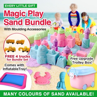 [MOST trusted and SAFE] Kinetic Play Sand 2KG Bundle Set Colorful Play sand/moving sand /magic sand Free Truck Set