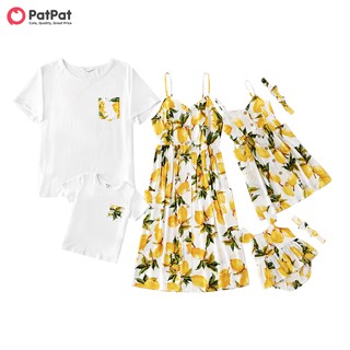 PatPat Mosaic Family Matching Lemon Rayon Tank Dresses and T-shirts