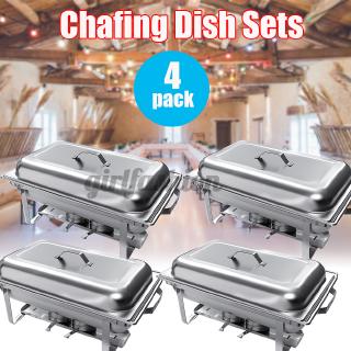 4Packs Chafing Dish Tray Buffet Stove Caterer Food Warmer Stainless Steel Dinner
