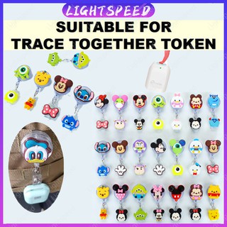 Trace Together Token Retractable Keychain / Hook / Retractable Pull Lanyard Disney Cartoon Clip Hook Retractable Easy Pull Buckle Rope