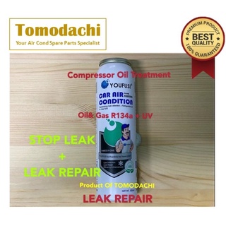 [Shop Malaysia] (READY STOCK) Compressor Oil Treatment (With Gas R134a & Oil, UV Dye), 4 in 1 LEAK REPAIR + STOP LEAK.