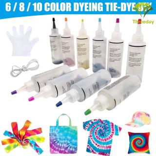 3D♛ Tie Dye Kits 6/8/10 Colors Tie-Dye Kit Fabric Textile Paints Colorful Tie Dying Sets DIY Handmade Project