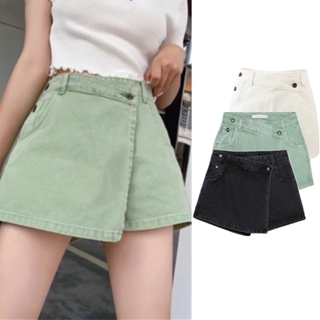 [GLAM.S] Women Denim Skort Mini Wrap Skirts with Shorts