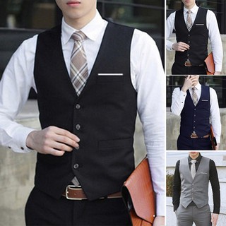 Men's Formal Business Casual Vest Suit Slim Fit Tuxedo