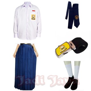 Blue And White Uniform Set Middle School Long Skirt Long Shirt