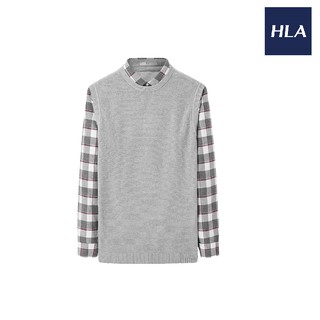 HLA Comfortable Two Layered Look Checkered Long Sleeve Shirt Men