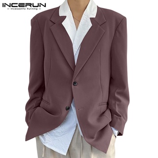 INCERUN Men 3Colors Fashionable Casual Long Sleeve Solid Color Lapel Collar Blazer