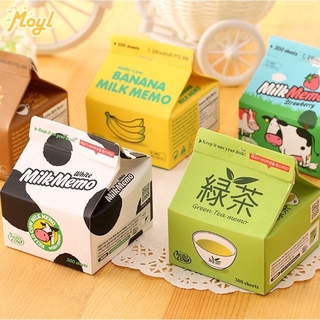 ✨New Arrival✨ 300 Sheets Korean Milk Box Removable Note Paper Small Book Memo Creative Non-Sticky Sticky Notes