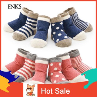 ☞SP 4Pairs Soft Cotton Toddler Newborn Infant Polka Dot Striped Baby Boy Girl Socks