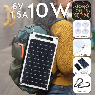 【Kingstore】Mini Portable Monocrystalline Solar Panel Solar Cell USB 10W 6V 1500mA 260x140x2.5mm