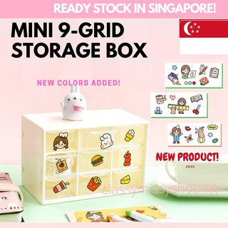 🇸🇬 Mini Plastic Storage Box - 9 Drawer Accessories, Ear Rings, Desktop Organiser, Organizer