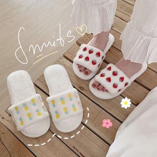Fun Study🍬Strawberry Pineapple Embroidery Cotton Slippers