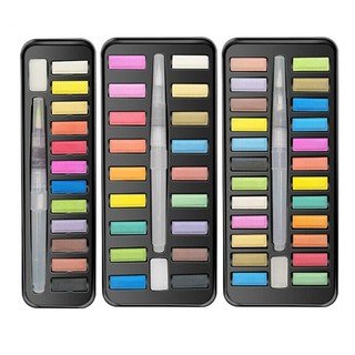 12/18/24 Colors Portable Travel Solid Pigment Watercolor Paint With Water Color