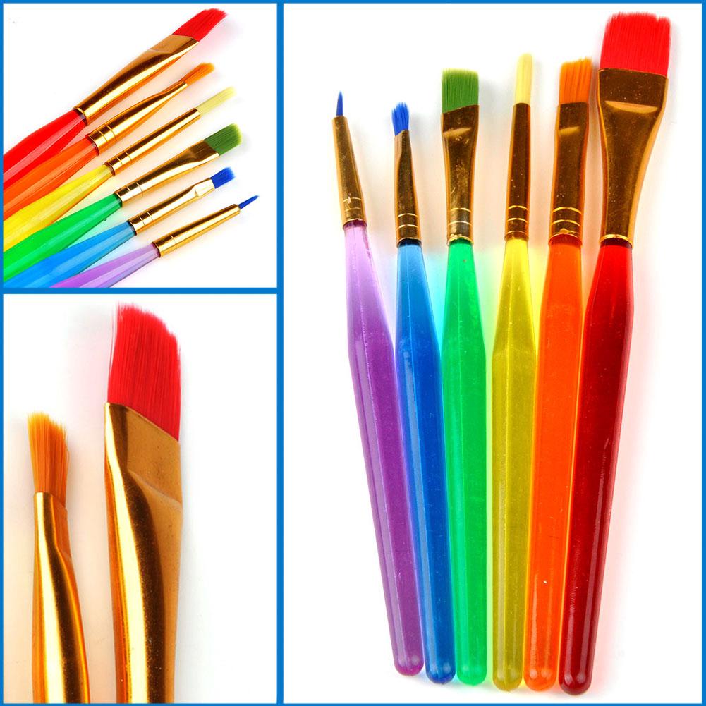 6PCs Colorful DIY Paint Brushes Nail Brush Artist Supplies For Kids Children