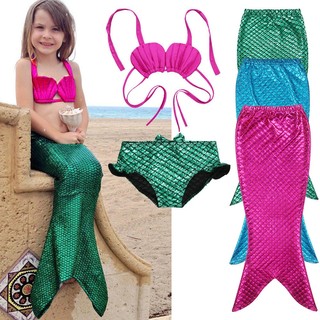 littlekids 3PCS Girl Kids Mermaid Tail Swimmable Bikini Set Bathing Suit Fancy