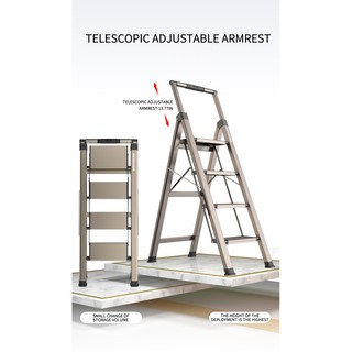 QY Home 4/5 Step Ladder Foldable Ladder Telescopic Ladder A-Frame Anti-Slip Pedal Lightweight for Household & Office