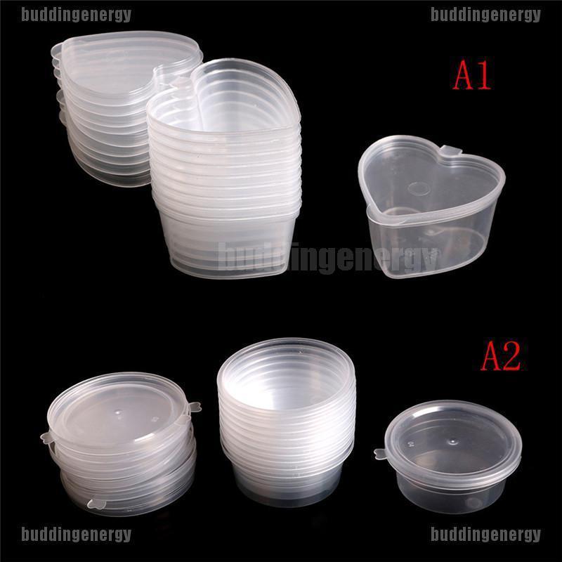 [HO&ENT]10pcs/lot Plastic Color Plasticine Clear Containers Glue Putty Foam Ball Storage Boxes Slime Storage