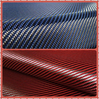Real Carbon fiber cloth Red blue kevlar Size 70cm x 100cm mixed fabric Carbon Aramid cloth 3K 200gsm