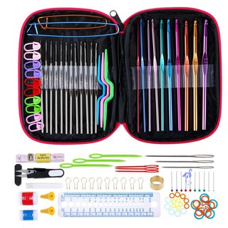 100Pcs Ergonomic Crochet Hooks Set Knitting Needle Kit with Zipper Organizer Case (1)