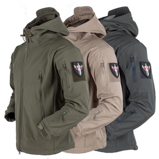 [ready stock]Mens Shark Skin Soft Shell Military Tactical Jacket Men Warm Fleece Waterproof Windbreaker Army Hiking Coat Outwear Male Clothes