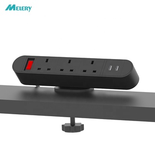 Tablet Socket Power Strip UK 3 Ways Electrical Plugs Outlets Sockets with USB Port Clamp on Conference Table Office Desk