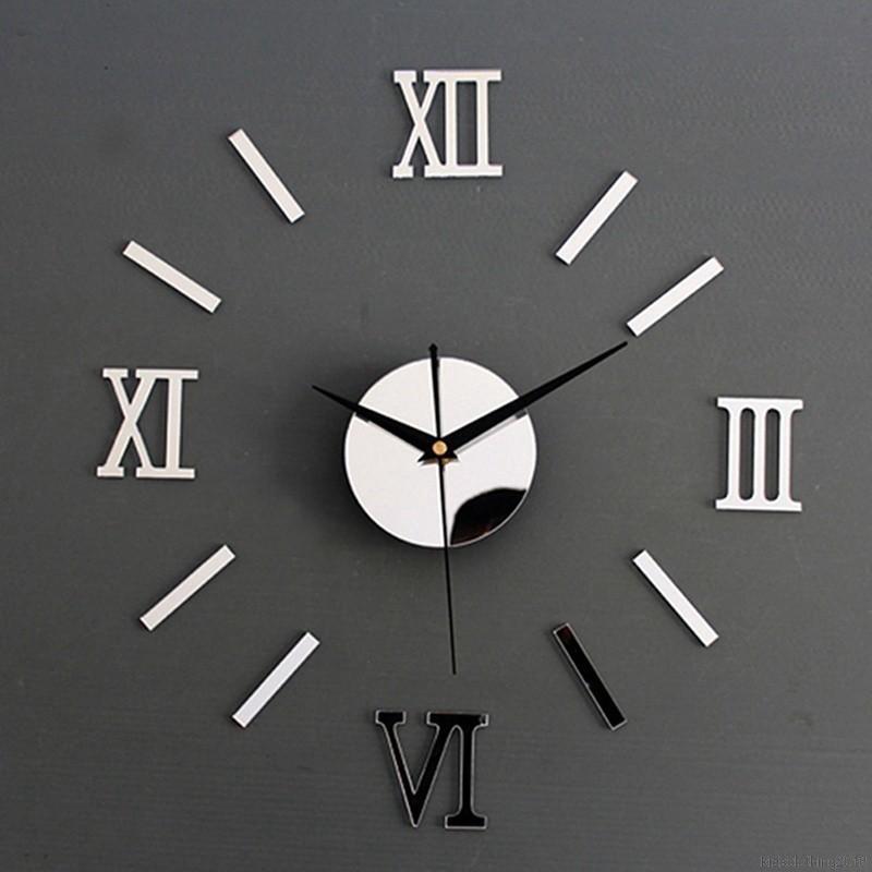 Fashion Elegant Roman Numeral Number Frameless Wall Clock 3D Home Decoration