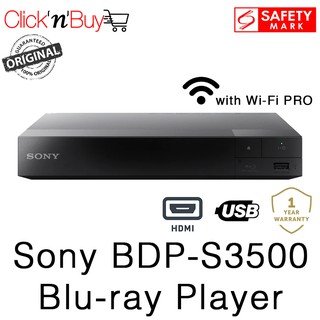Sony BDP-S3500 Blu-ray Player with Wi-Fi PRO. Full HD 1080p. DLNA Home Sharing. Safety Mark Approved