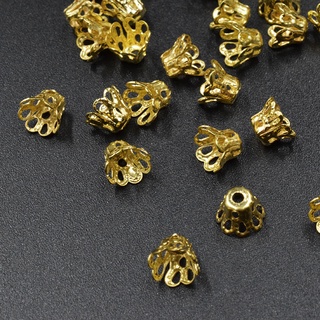 100pcs Tassel Flower End Cap Beads Gold silver color Hollow Petals Charms Earrings Bracelet DIY Jewelry Accessories