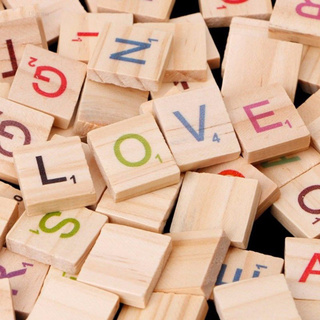 💗Dharma💗100pcs New Wooden Scrabble Tiles Colorful Letters Number Craft Wood Alphabet Toy