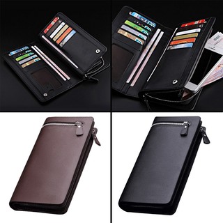 Fashionable Long Type Men Leather ID Credit Card Holder Clutch Purse Wallet