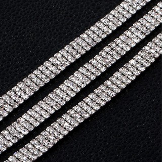 Beautiful DIY Sparkling Chain Rhinestone Crystal 1 Yard 1-row 2-row 3-row Trim