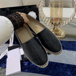 no box--2021 ALL BLACK New Espadrilles Soft Leather Lambskin Loafers