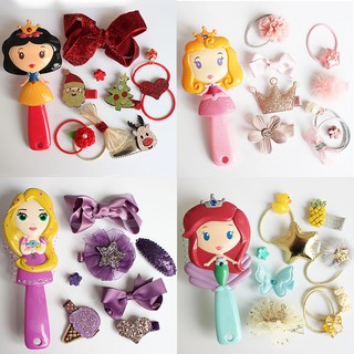 8 or 10 pcs / set-a Crown Princess Bow Knot Children's Gift Set With Hair Clip Hair Comb Hair Ring Girl Hair Accessories