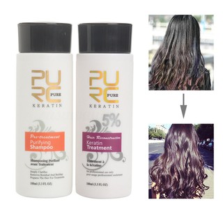 Pure Keratin Brazilian Hair Repair Straightening 100ml Treatment+Shampoo Kit New