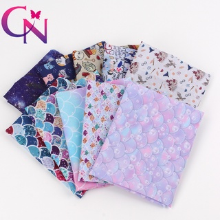 100%Polyester-cotton Fabric Mermaid Scales Printed Cloth Handmade Crafts Materials DIY Clothing Supplies 40*50cm 1pC