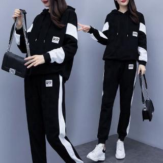 Large size women's coat casual pants set 2020 spring and autumn new loose casual fashion sports two piece set