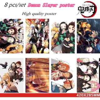 8 Pcs/set Anime Demon Slayer: Kimetsu No Yaiba Poster Room Poster Wallpaper Tanjirou Nezuko Poster
