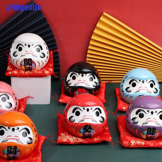Grid Japanese Ceramic Daruma Doll Lucky Charm Fortune Ornament Craft Piggy bank