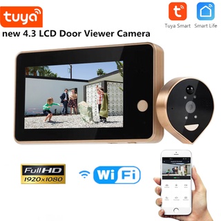Tuya Smart 4.3 inche 1080P Video Doorbell Peephole Camera Viewer Home Security PIR Motion Detection HD Night vision