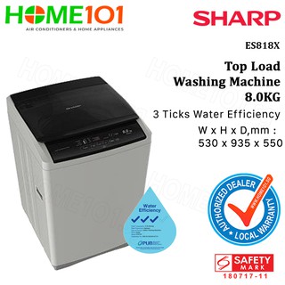(Pre-Order 30 Days) Sharp Top Load Washing Machine 8.0KG ES818X