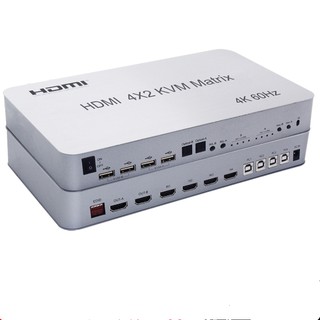 4 Port USB HDMI KVM Matrix 4X2 dual monitor 4K@60Hz HDR Switch Splitter 4 in 2 out HDMI 2.0 Switcher Support Keyboard Mouse