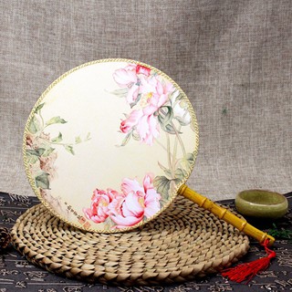 Chinese Style Round Hand Held Folding Silk Fan For Event Party Supplies