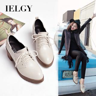 IELGY [Size34-41] Small leather shoes women's fashion pointed 6cm thick wild comfortable soft heels