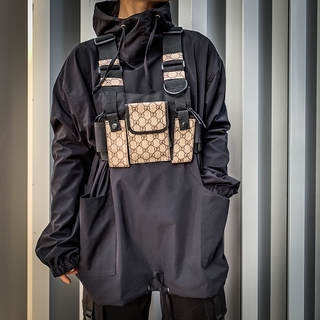 Tactical Chest Bag Functional Tactical Bag Pu Vest Bag Faixa Refletiva Multifuncional Para Cintura 22*18*1CM