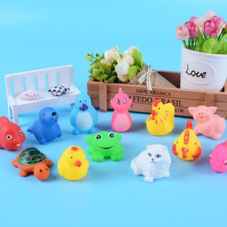 13PCS Baby Colorful Rubber Float And Sound Baby Bath Toys